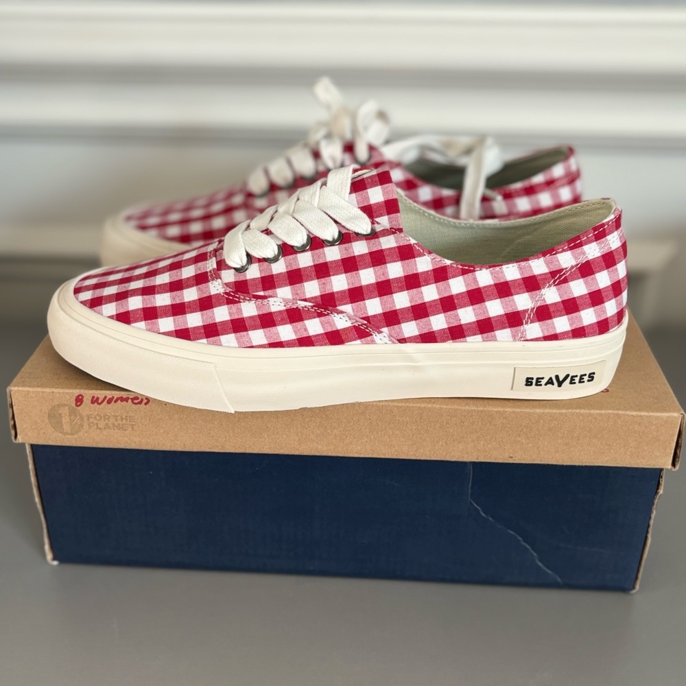 SeaVees | Legend Sneaker Americana | Size 8 | Red Cotton Gingham